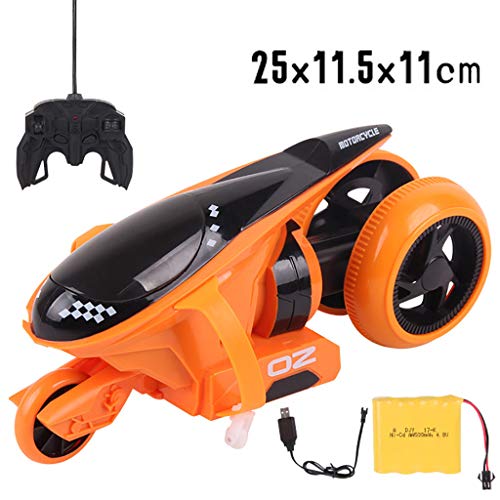 Sikye Remote Control Car - 90 Degrees Rotated Drifting High Speed Stunt Car with Light USB Charging 4.8V 500 mAh Battery Road Motorcycle (Orange)