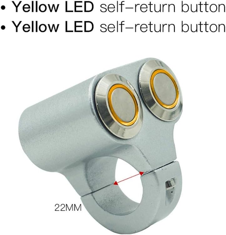 Silver Motorcycle Switches 22mm Handlebar ATV Scooter Headlight Hazard Brake Fog Light Switch ON-OFF Aluminum With Indicator Ghost thorn (Color : Self-return(yellow))