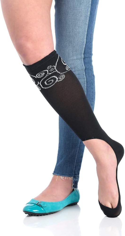 KEYSOCKS Knee High NoShow Socks Energize Compression SocksBlack Swirl