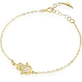 Tooliks Hamsa Bracelet – Gold Filled or Sterling Silver, Delicate and Minimalist Hand of Fatima Protection Jewelry, 6.5–7.5”