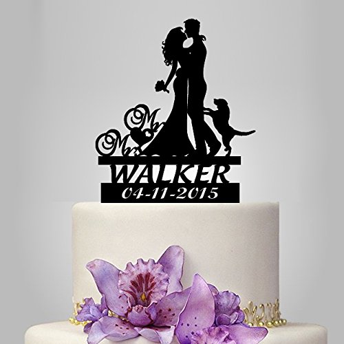 Buy Buythrow Wedding Cake Toppers Bride and Groom Silhouette with Dog