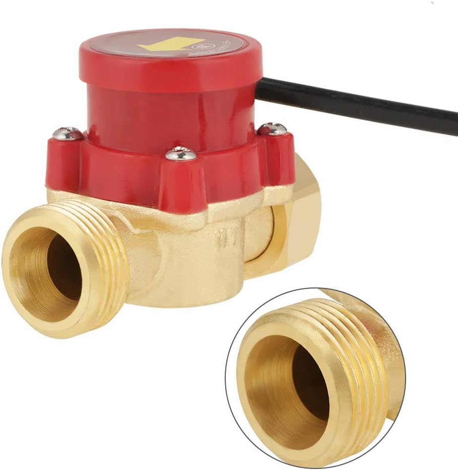 HT-60 G3/4"-3/4" Thread Water Pump Flow Sensor Automatic Control Water Pump Switch 220V 0.5A, Gold - Image 5
