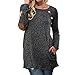 Kinghard Women Long Sleeve Button Elbow Patch Long Sleeve Blouse