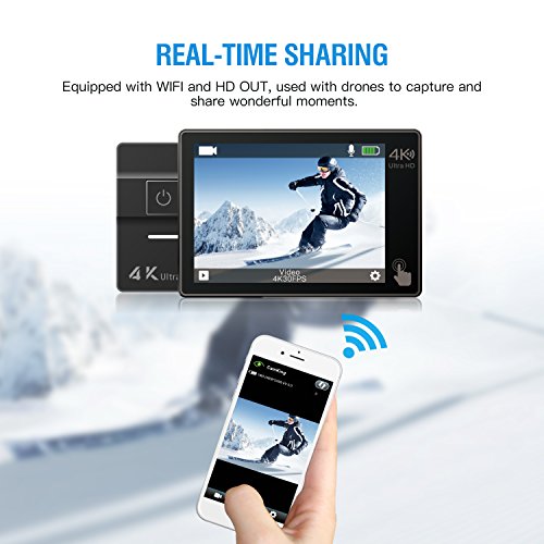 Action Camera 4K ACTMAN Touch Screen 16MP Sony Sensor Underwater Waterproof Camera WiFi Sports Cam with Remote control 2 Batteries and Mounting Accessories Kit Compatible With GoPro - Thumbnail 2