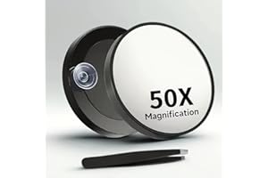1pcs 50X Magnifying Mirror, a 50X Magnifying Glass with Suction Cup and a Pimple Extractor, Blackhead Remover Makeup Tool Acc