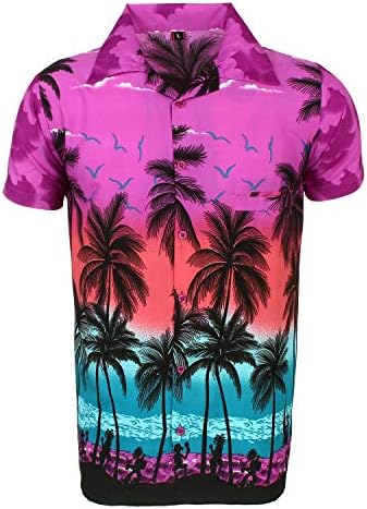 SAITARK Mens Hawaiian Shirt Stag Beach Hawaii Aloha Party Summer Holiday Fancy Palm