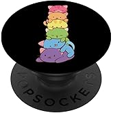 Cute LGBT Rainbow Gay Pride Flag Kawaii Cat Pile Anime Art PopSockets Adhesive PopGrip