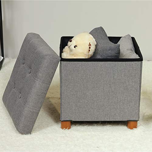B FSOBEIIALEO Storage Ottoman with Tray, Foot Stools and Ottomans with Legs, Storage Cube Seat