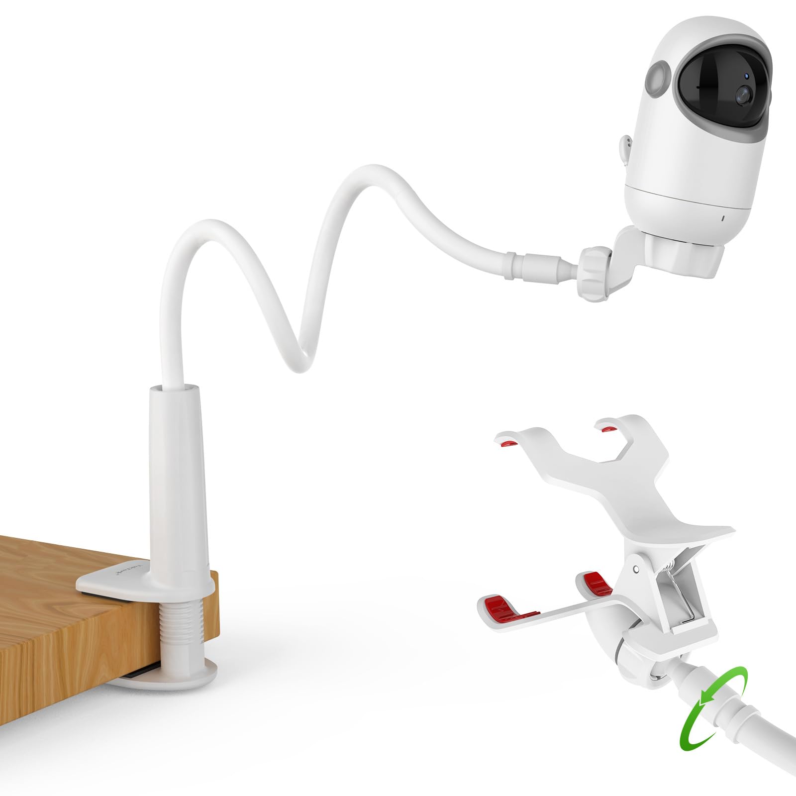 TakTark Baby monitor stand, baby camera holder, universal baby monitor holder compatible with babyphone with 1/4" screw and baby cameras with separate base