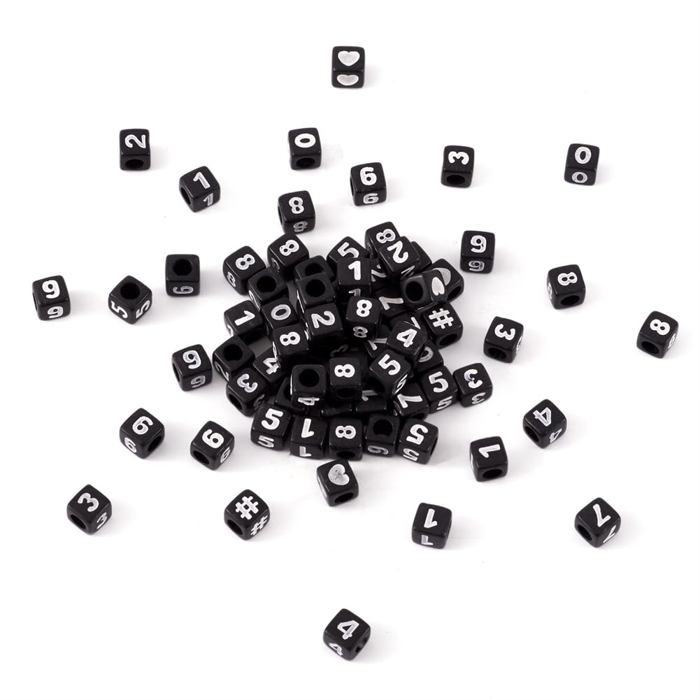 Cheriswelry Acrylic Number 0-9 Beads 7mm Large Hole Number Cubic Loose Spacer Beads for Name Bracelet Necklace Jewellery Making 300pcs — image 1