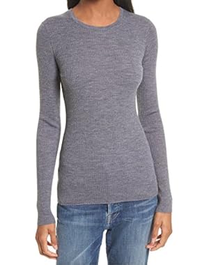 Women's Petite Ribbed Crewneck Knit Top Wool