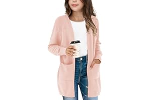 Amarmia Girl's Open Front Cardigan Long Sleeve Knit Sweaters Kids Solid Cute Casual Loose Outerwear Coats with Pockets