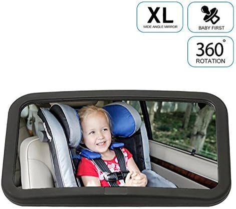 Baby Car Mirror,Itechzhu Shatterproof Acrylic Baby Mirror for Car, 360 Adjustable &amp; Double Straps Baby Car Mirror Rear Facing-Easily to Watch your Baby in Car( Extra Large 11" x 7.5" Wide Angle View)