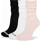 Kamo Fitness Cozy 3-Pair Pack - Scrunch Long Crew Socks for Women, Soft & Breathable Boot and Slouch Socks, Size 5-9