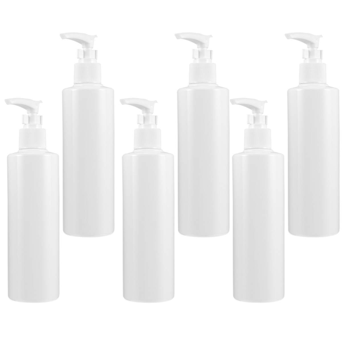 TOPBATHY 6PCS 250ML Empty Soap Pump Bottle Dispenser Refillable Lotion Bottle Plastic Subpackaging Bottle for Hand Wash Sanitizer Emulsion (White)