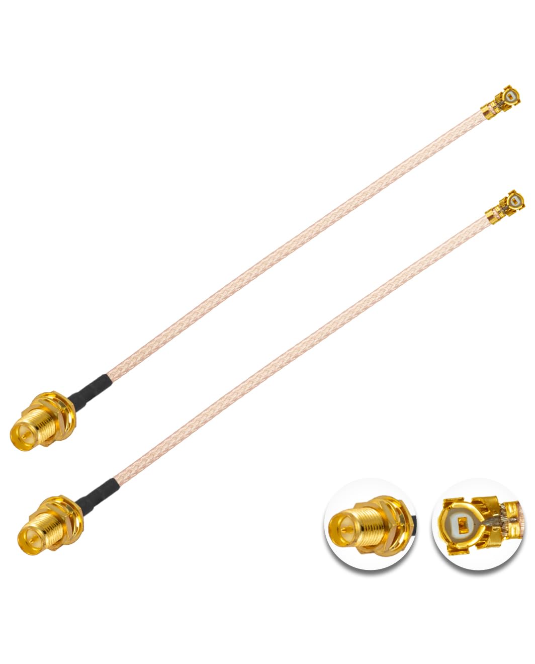 Vecys 2PCS U.F.L1 to RP-SMA Female Low Loss Coaxial Cable 10" /25CM U.F.L1 RG178 Coaxial Pigtail Cable for Wireless Routers Mini PCIE Network Cards PCI Wi-Fi WAN Repeater