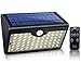 Solar Lights Outdoor with Remote Control, 1300LM 60 LED Wireless Waterproof Solar Motion Sensor Security Light with Wide Detection Angle for Garden, Pathway, Driveway (Warm White)