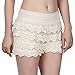 HDE Women's Lace Shorts Fitted Scallop Hem Crochet Mini Hot Pants (Cream, Large)