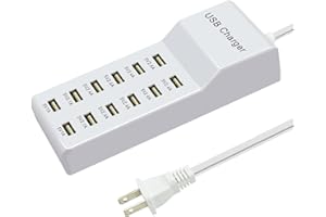 CACACECE USB Charging Station with 12 Port Power Strip Fast Charging hub for Multiple Devices Compatible with Cell Phones Tablets Laptops (12 USB Ports)