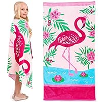 Yayme! Pink Flamingo Beach Towel for Girls | Cotton Travel Towel Perfect for Vacations, The Swimming Pool and Bath Time for Kids and Toddlers | Fun Summer Accessories and Toddler Beach Blanket Towels