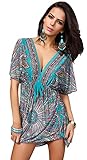 Oryer Womens V-Neck Cut Loose Swimwear Swimsuit Beach Bikini Cover Up Beach Dress