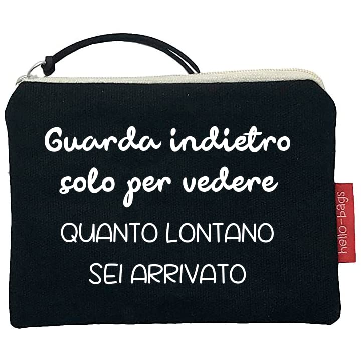 Hello-Bags. Wallet/Wallet/Card Holder. Outer: 100% Cotton with Zip and Inner Lining. Includes Kraft Gift Envelope. Model: Storage. Colour: Ecru/Black. 14 x 10 cm., Black/White, Contemporary