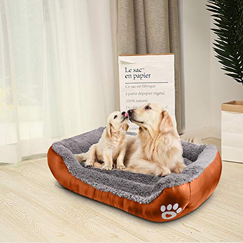Pet Deluxe Dog Bed, Super Soft Pet Sofa Cats Bed, Non Slip Bottom Pet Lounger,Self Warming and Breathable Pet Bed Premium Bedding (S)-Orange - Thumbnail 6