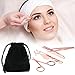 Jovitec Fake Eyelashes Applicator Tool, Slant Tip Hair Tweezers, Eyebrow Tweezers Eyebrow Scissors, 4 Pieces with Black Velvet Bag (Rose Gold)