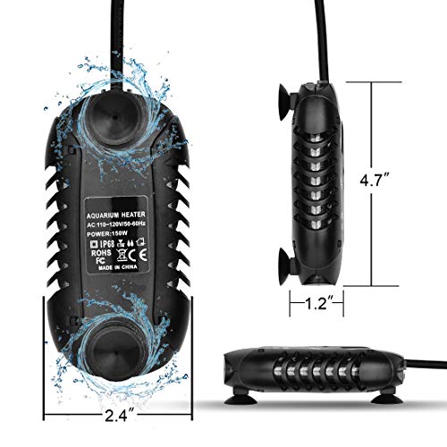 SZELAM Smart Mini Aquarium Heater,Betta Fish Tank Heater Thermostat Warmer Submersible Anti-Explosion/Energy-efficient Water Temp Controller-2 Artificial Plants Include (150Watt)