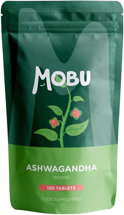 MOBU Ashwagandha 1000mg 120 Tablets High Strength Ayurvedic Vegan GMP