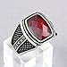 Chimoda Mens Rings in 925 Sterling Silver Handmade Ring with Red Cubic Zirconia and Marcasite (9)
