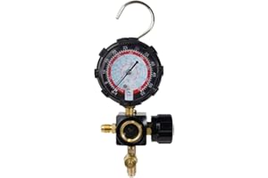 pizarra High Side Pressure Gauge R410A R22 R404A Single Manifold Gauge with Control Valve for Air Condition Refrigerant Charg