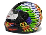 Glossy Black Indian Chief Full Face Motorcycle Sport Street Bike Helmet DOT (Small)