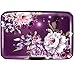Credit Card Holder for Women,RFID Blocking Slim Hard Mini Flowers Card Case ID Case Travel Wallet Purple
