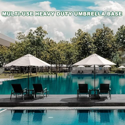 Umbrella Base with Wheels, Market Umbrella Stand for Outdoor Patio Deck Poolside Garden, 35kg Capacity, 48 * 48 * 39Cm Black
