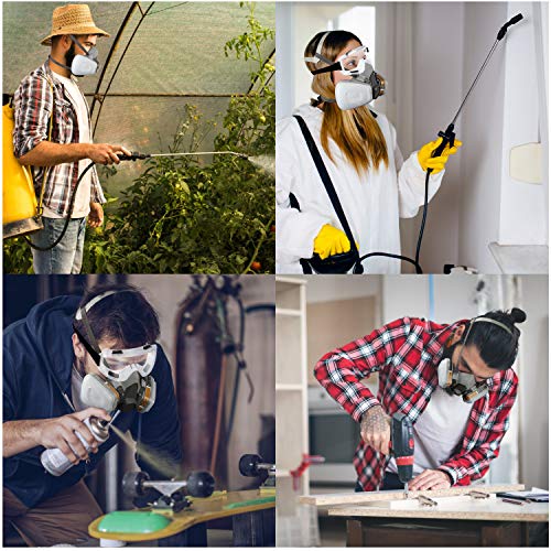 IVSUN Respirator Mask with Safety Glasses Half Facepiece Gas Mask Reusable Professional Breathing Eye Protection Against Dust, Organic Vapors, Pollen and Chemicals for Paint and DIY Projects - Thumbnail 6