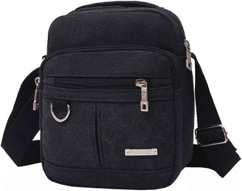 AlwaySky Unisex Canvas Small Shoulder Messenger Diagonal Cross Bag Multi-function Packback Travel Working School Sling Bag