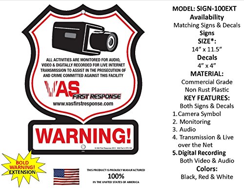 VIDEO | ALARM | SHOPTLIFTER | TRESPASS | SYSTEM WARNING SIGNS & DECALS | HOME | BUSINESS | LIVE & RECORDED INTERNET MONITORING | SURVEILLANCE | CCTV (#100, EXTENDED SIGN, 100) - Thumbnail 2
