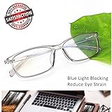 Reading Glasses 1.75 Blue Light Blocking Reader Gaming Screen Digital Eyeglasses Anti Glare Eye Strain Transparent Lens UV Light Weight for Women Men