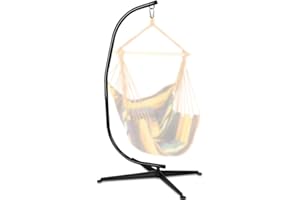 DKELI Hammock Chair Stand, Hanging Hammock Chair Stand C Stand Outdoor Indoor Solid Steel Heavy Duty Stand Only Construction for Hanging Hammock Air Porch Swing Chair, 330Lbs Capacity, Black