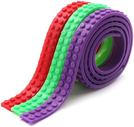 Lego Tape Roll Building Block Tape Set for Kids Education,Self-Adhesive Tape for Kids Education,3 Rolls (Red Purple Green)