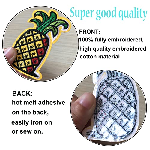 GYGYL 5pcs Fruit Pineapple Embroidered Patches, DIY Sew Applique Repair Patch, Sew On/Iron On Patch for Jackets, Jeans, Pants,Backpacks, Clothes
