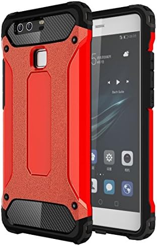 QianHaoQJu Cover Fashionale Design for Huawei P9 Tough Armor TPU + PC Combination Case (Color : Red)