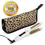 2-in-1 Mini Hair Straightener Travel Flat Iron/Curling Iron Dual Voltage 374 Degree Temperature Nano Titanium - Insulated Carry Bag Included