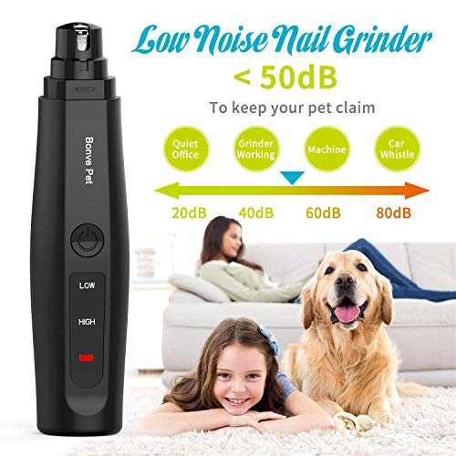 Dog Nail Grinder -Electric Dog Nail Trimmer Clipper - Professional 2-Speed Electric Rechargeable Pet Nail Trimmer Painless Paws Grooming & Smoothing for Small Medium Large Dogs & Cats
