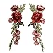 2 Pcs Red Green Flower Applique Embroidered Patch Collar Floral Appliques Sew on Patches Sewing DIY Clothing Accessories Craft Kids Clothing Hat Bag Decor (Red-Green)