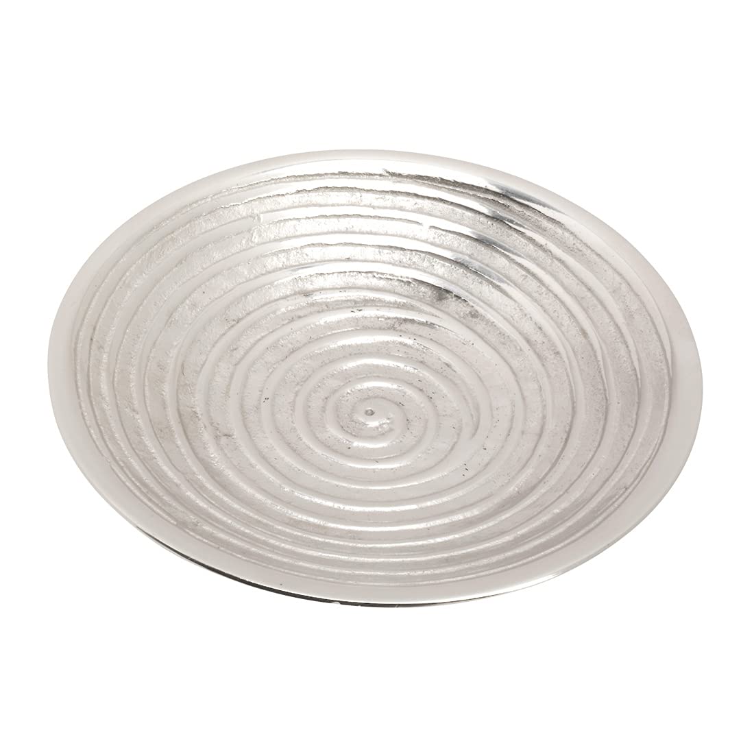 NKlaus brass candle plate silver Ø10cm spiral design H:1,5 cm for candles up to Ø8cm 10972