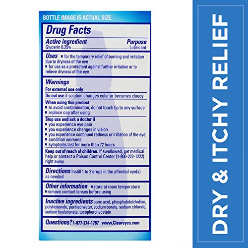 Clear Eyes Dry & Itchy Eye Relief Eye Drops, 0.5 Fl Oz Savenowat