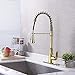 KES cUPC NSF Certified BRASS Singel Handle Pull Down Kitchen Faucet with Retractable Pull Out Wand, High Arc Swivel Spout, Titanium Gold, L6936BLF-PG