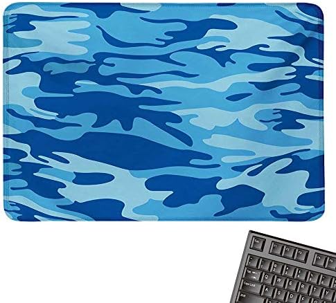 Camouflagelarge Mouse padAbstract Camouflage Costume Concealment from The Enemy Hiding PatternComfortable Mousepad 15.7"x23.6"Pale Blue Navy Blue